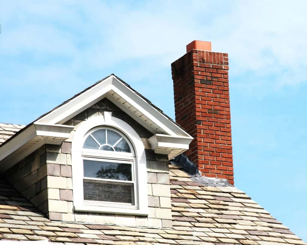 roof with chimney.