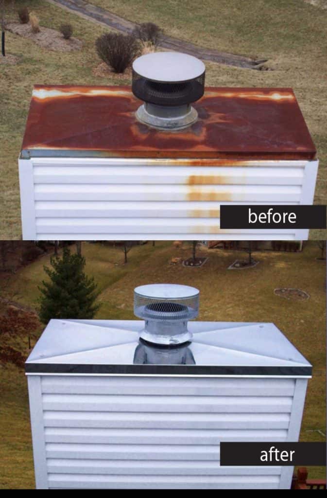 Chimney chase before and after replacement.