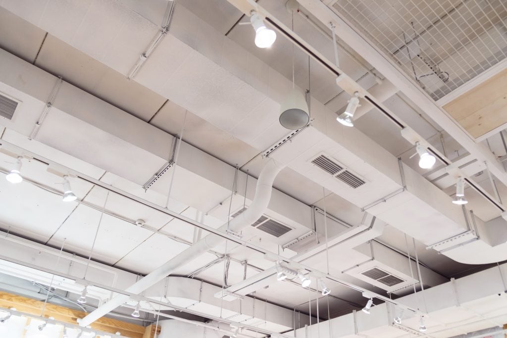 air ducts installed in a commercial space.