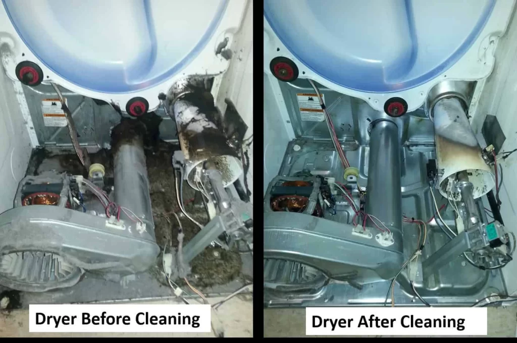 Dryer before and after cleaning.