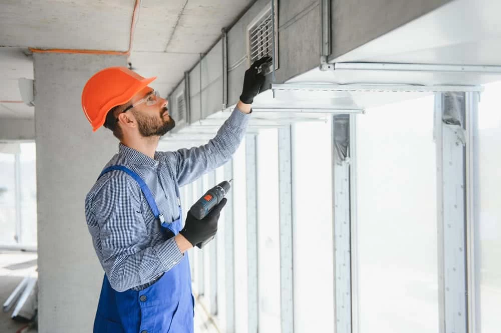 Industrial Theme Warehouse Heating and Cooling System Installation by Professional