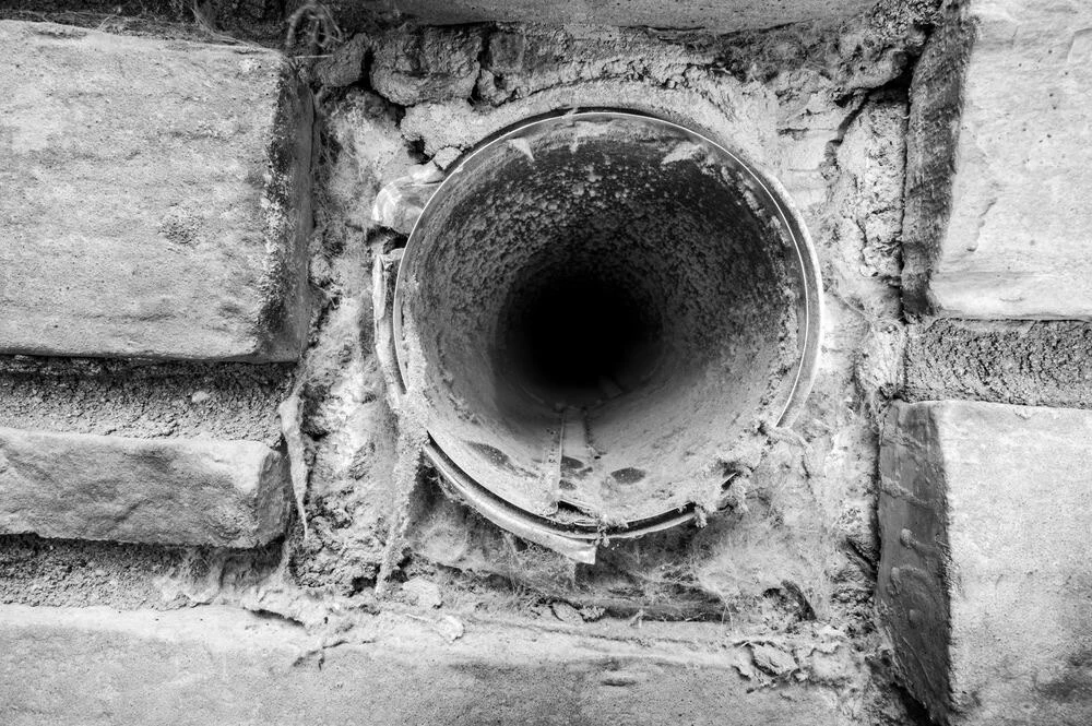 Interior View of Dryer Vent Line with Lint and Dust