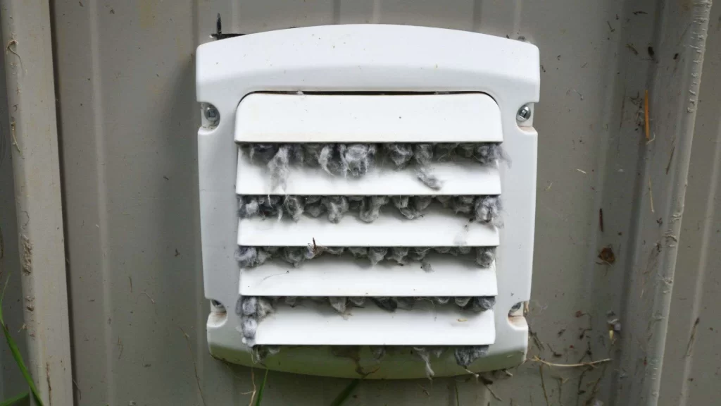 Interior View of Dryer Vent Line with Lint and Dust
